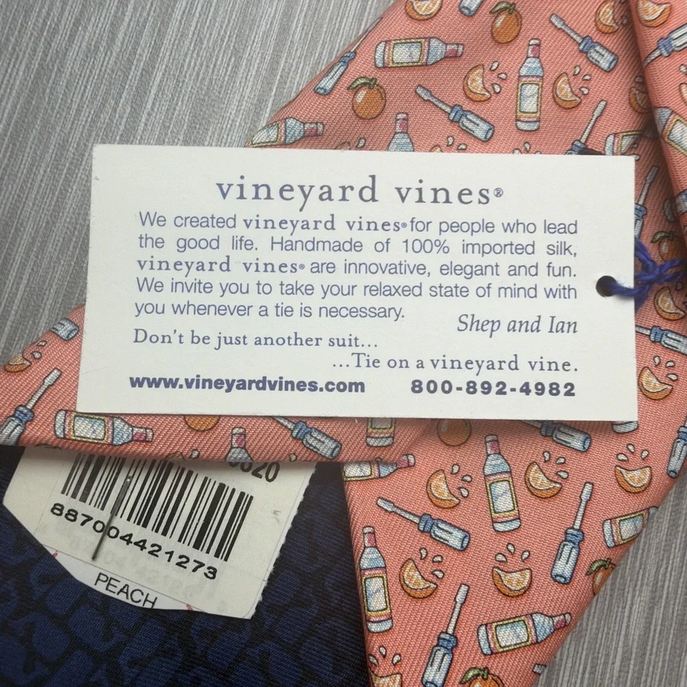 Vineyard Vines Silk Novelty Tie NWT Peach Cocktail Drink Barware Men's Necktie